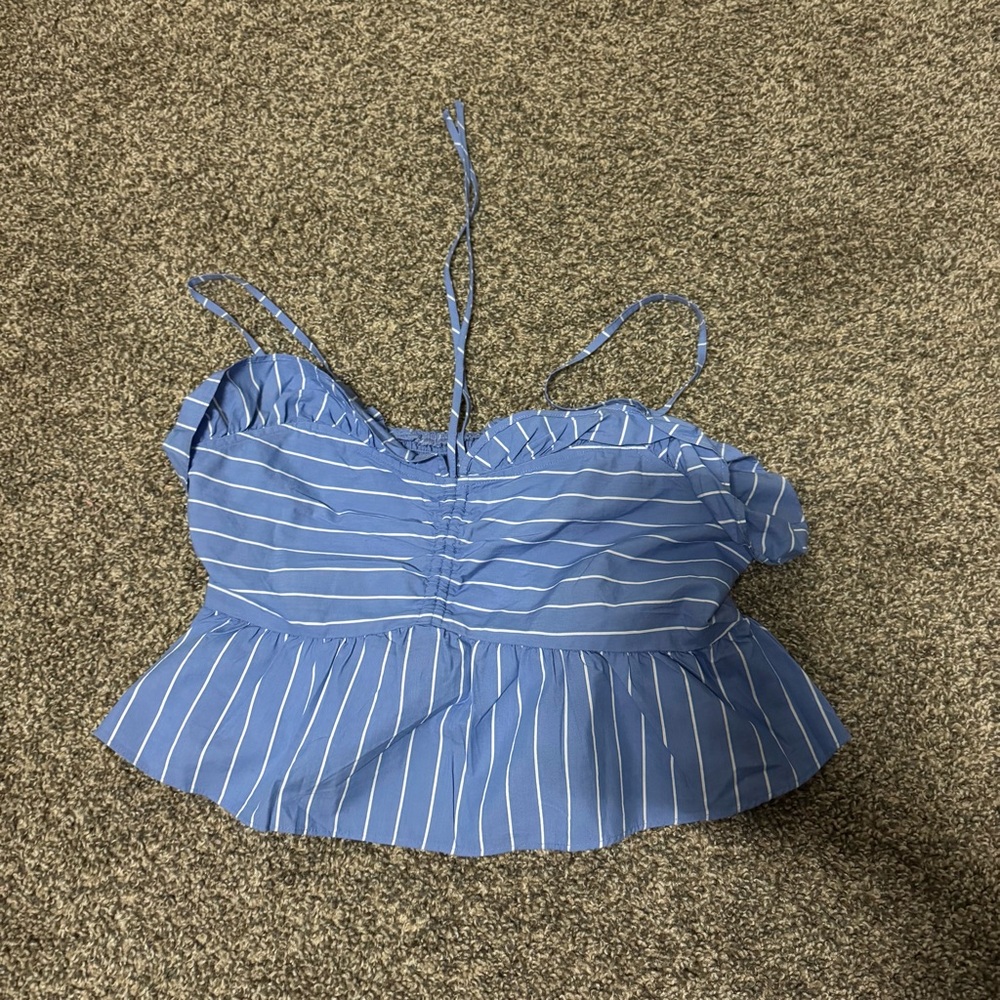 Express Blue Camisole with Peplum and Ruched Bust